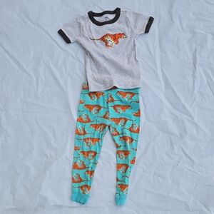 Carters Kids Tiger Print Pajama Set - Gray Top & Turquoise Pants